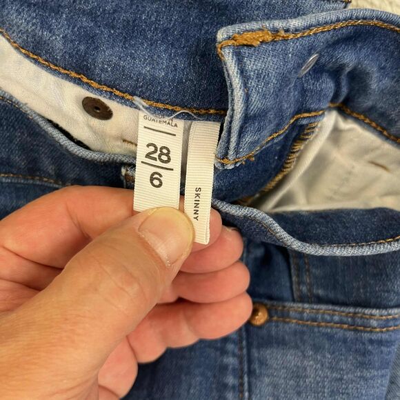 LOFT Jeans Women 28 6 Skinny Medium Wash Raw Hem Stretch Denim Distressed Modern - Picture 5 of 10